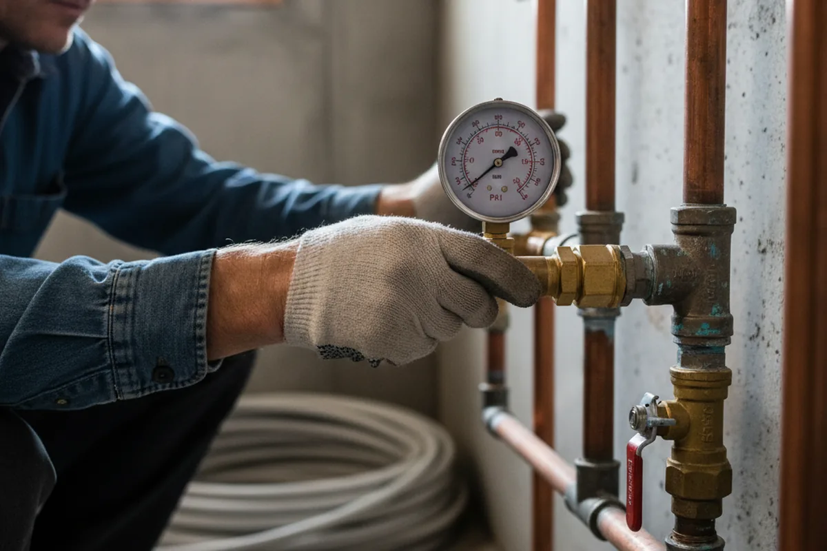 Pressure testing a repaired line during Water Line Repair in Morral